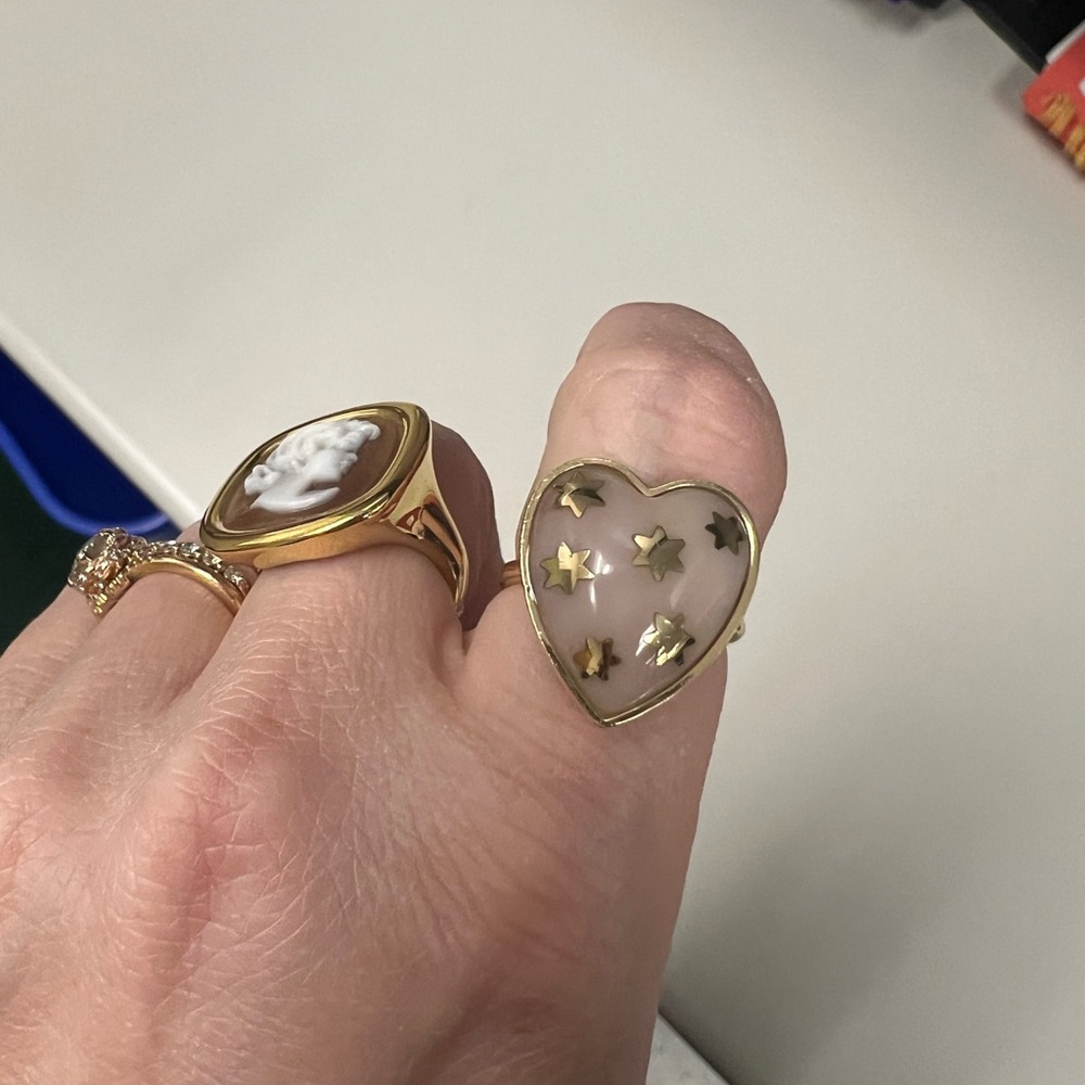 Storrow Anna 14 K gold Opal Ring. Gold Heart Star Ring